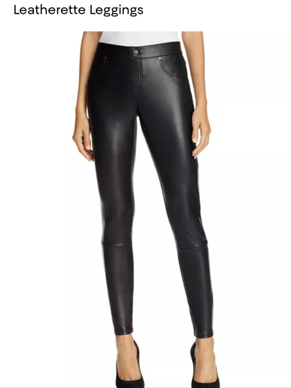 HUE Black Faux Leather Leggings XL NWT Mid Rise Coated Liquid Vegan Pants